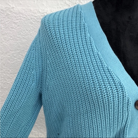 Loft Light Blue Button Down Knit Cardigan Sweater Women’s Size Large Soft Casual - Picture 4 of 6